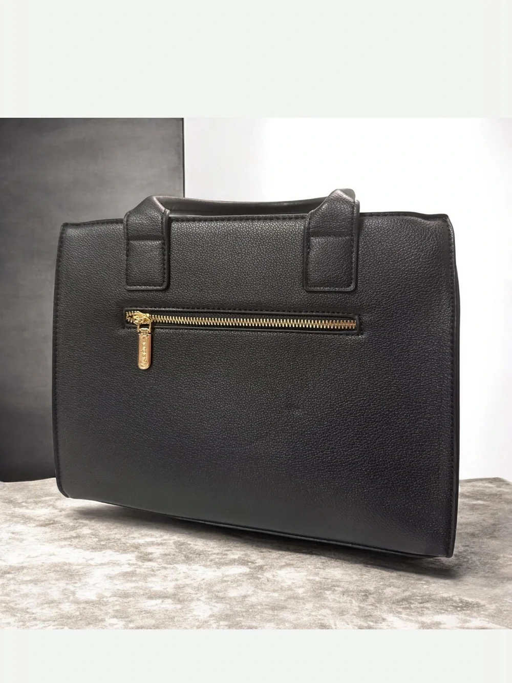Wrangler Black Faux Leather Tote with Removable Pouch and Detachable Strap